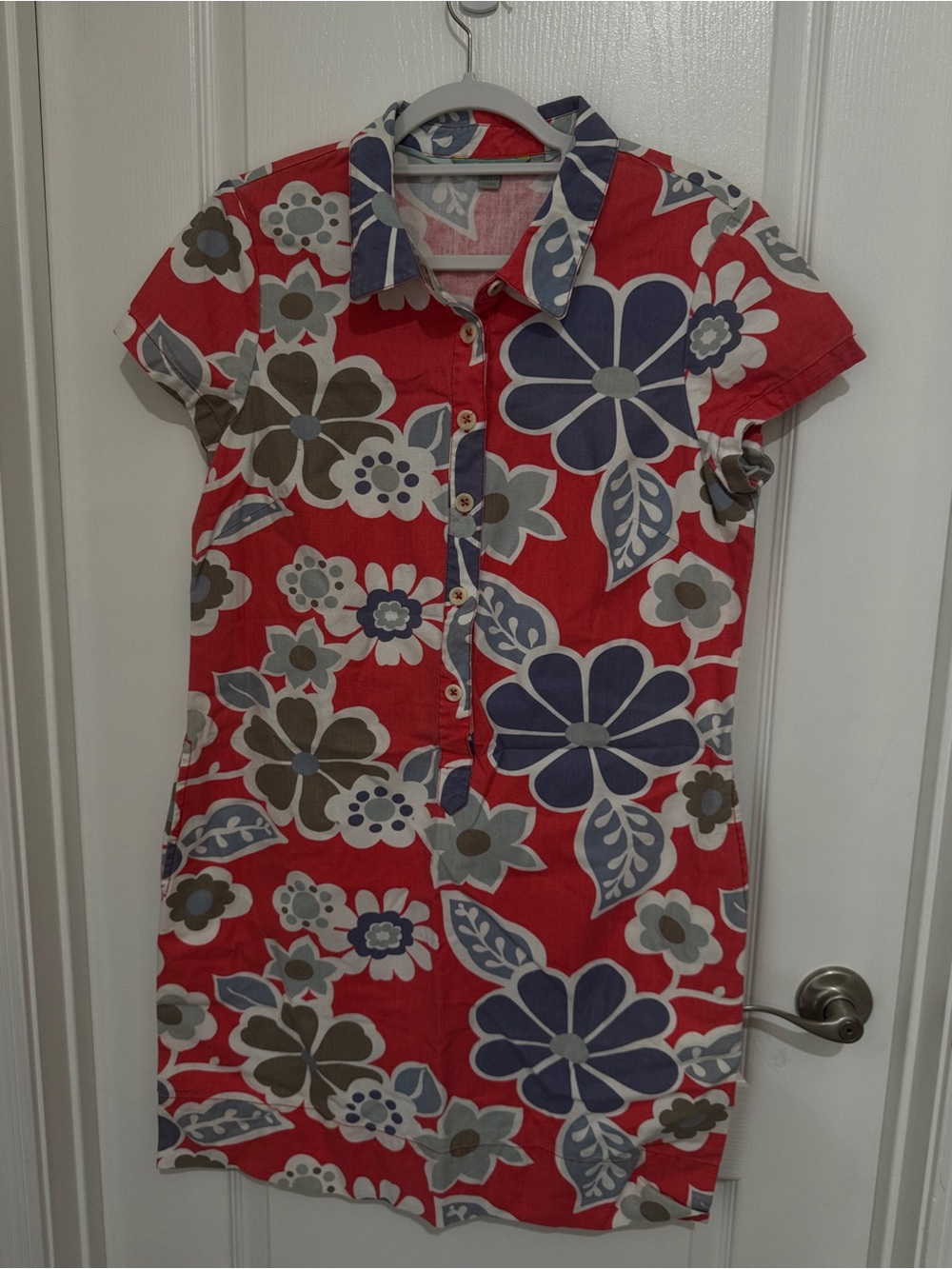 Boden Red Floral Button-Front Dress